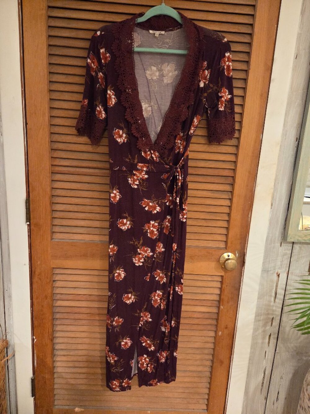 Burgundy wrap dress